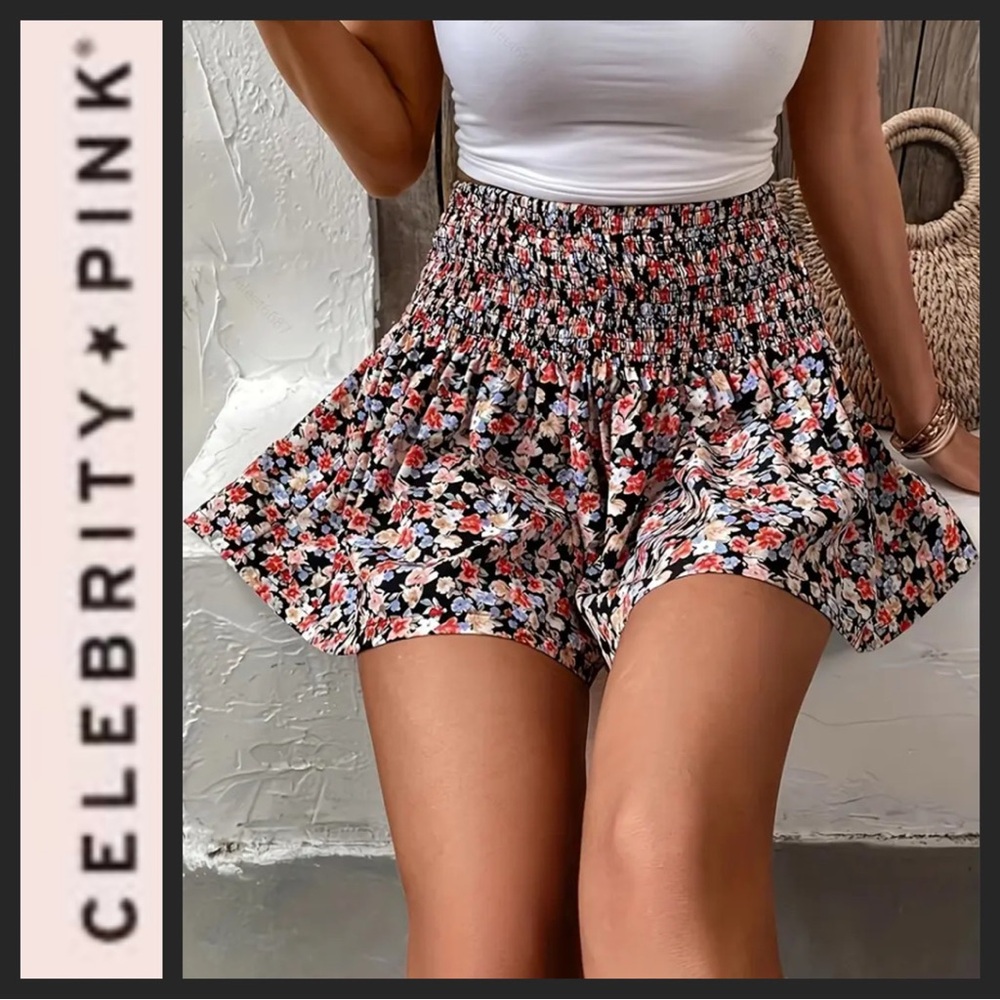 NWT Celebrity Pink Floral Smocked Skirt